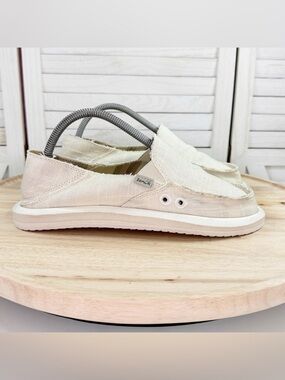 Sanuk Donna Soft Top Hemp Canvas Slip On Shoes Ivory Women Size 8‎